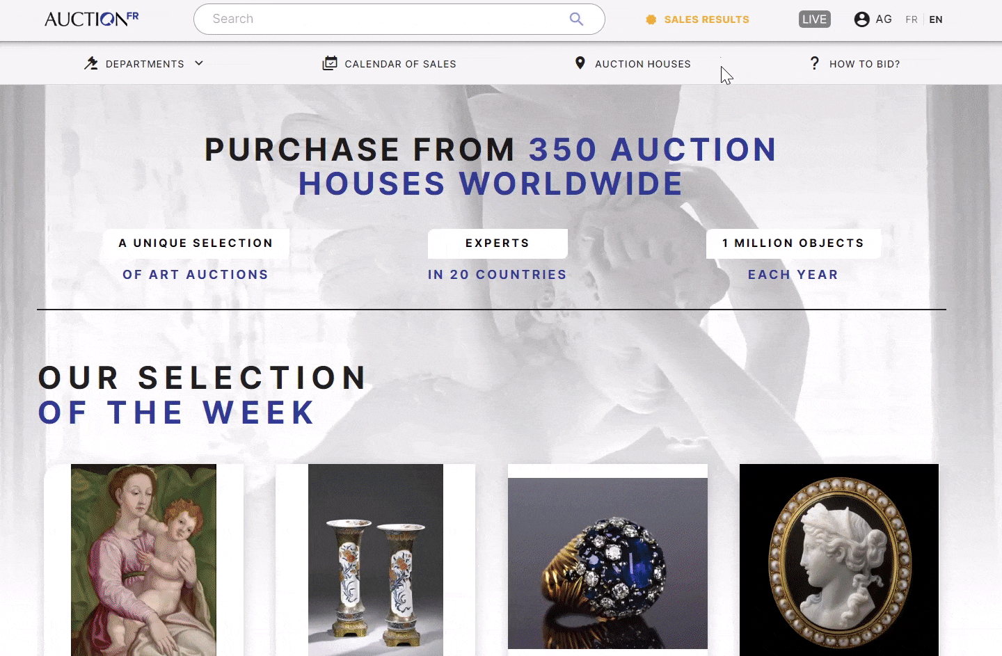 How do I view the sales results? AUCTION.FR